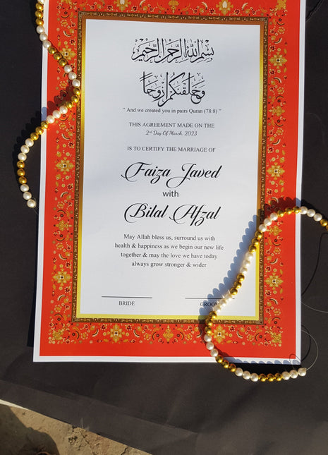 Nikkah Agreement Customized