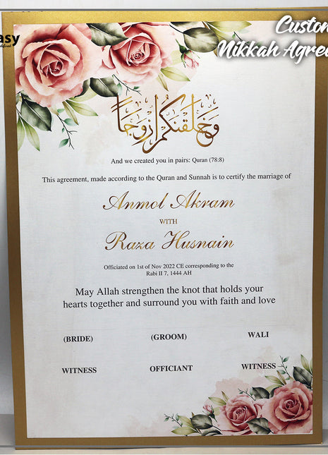 Nikkah Agreement Customized