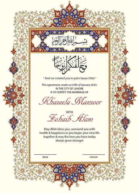 Nikkah Agreement Customized