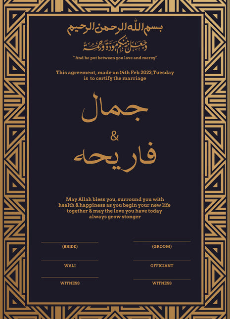 Nikkah Agreement Customized