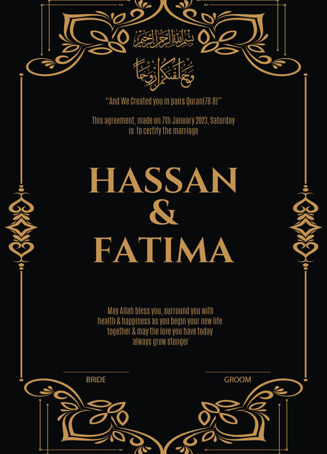 Nikkah Agreement Customized