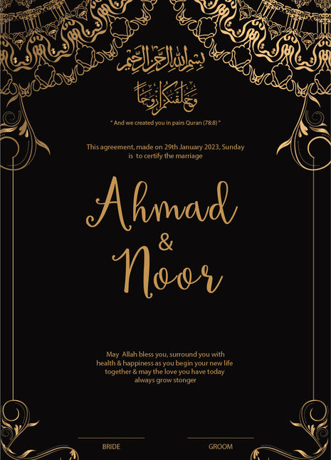 Nikkah Agreement Customized