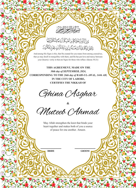 Nikkah Agreement Customized