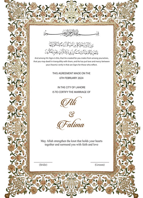 Nikkah Agreement Customized