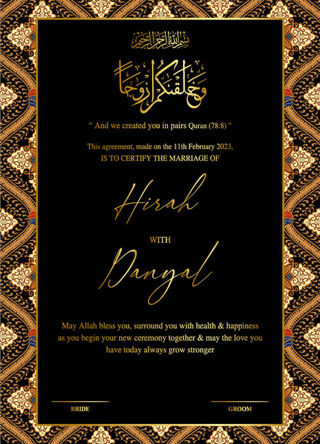 Nikkah Agreement Customized