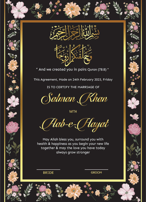 Nikkah Agreement Customized