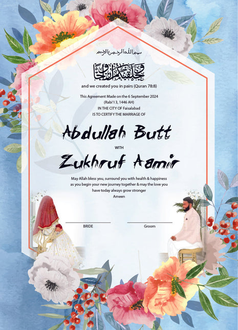 Nikkah Agreement Customized
