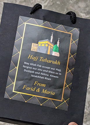 Hajj & Umrah Tabarruk Gift Set – Customized Bag, Kaba Box & Zamzam Bottle (Complete Package)