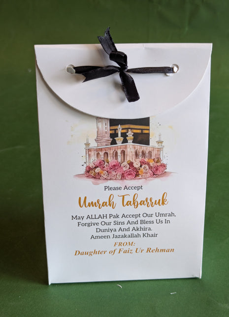 Hajj and Umrah Tabarruk Gift Bags - Flap Style - Customizable | Affordable | Fast Delivery