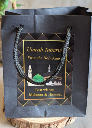 Hajj & Umrah Tabarruk Gift Set – Customized Bag, Kaba Box & Zamzam Bottle (Complete Package)