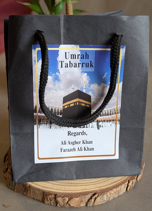 Hajj & Umrah Tabarruk Gift Set – Customized Bag, Kaba Box & Zamzam Bottle (Complete Package)