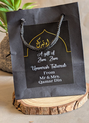 Hajj & Umrah Tabarruk Gift Set – Customized Bag, Kaba Box & Zamzam Bottle (Complete Package)