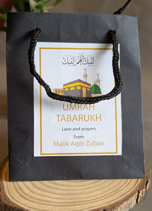 Hajj & Umrah Tabarruk Gift Set – Customized Bag, Kaba Box & Zamzam Bottle (Complete Package)