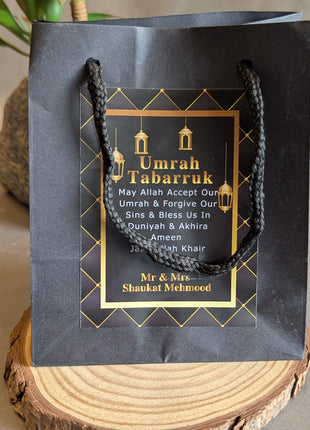 Hajj & Umrah Tabarruk Gift Set – Customized Bag, Kaba Box & Zamzam Bottle (Complete Package)