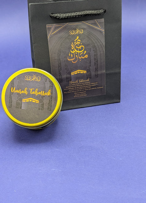 Hajj & Umrah Tabarruk Gift Set – Customized Bag, Kaba Box & Zamzam Bottle (Complete Package)