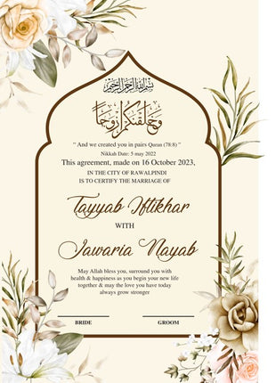 Nikkah Agreement Customized