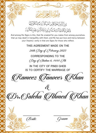 Nikkah Agreement Customized