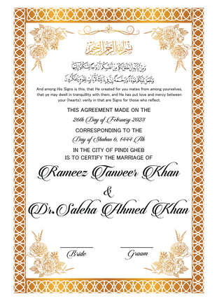 Nikkah Agreement Customized