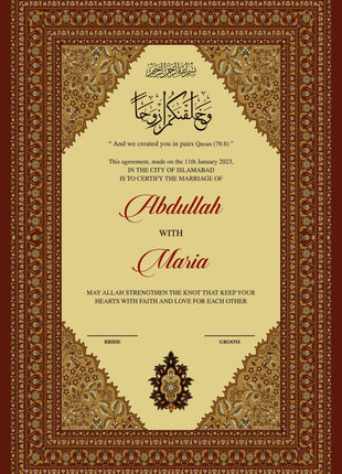 Nikkah Agreement Customized