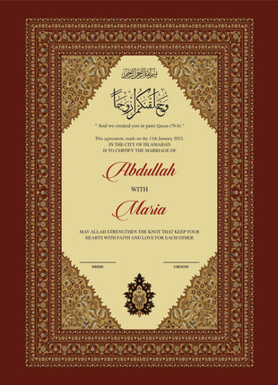 Nikkah Agreement Customized