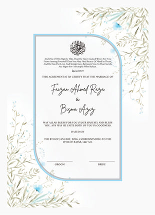 Nikkah Agreement Customized