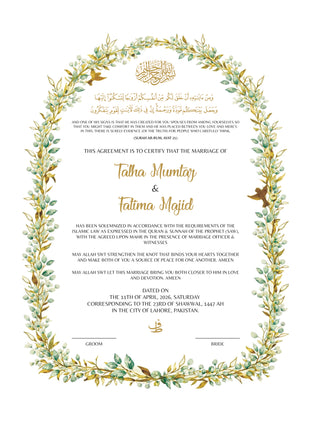 Nikkah Agreement Customized