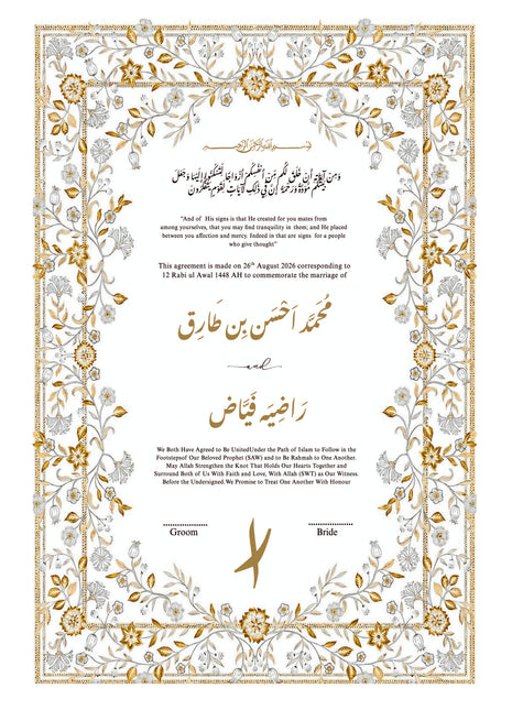Nikkah Agreement Customized