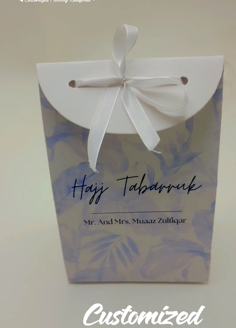 Hajj & Umrah Tabarruk Gift Set – Customized Bag, Tin Box & Zamzam Bottle (Complete Package)