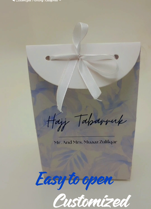 Hajj & Umrah Tabarruk Gift Set – Customized Bag, Tin Box & Zamzam Bottle (Complete Package)