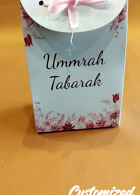 Hajj & Umrah Tabarruk Gift Set – Customized Bag, Tin Box & Zamzam Bottle (Complete Package)