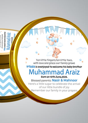 Premium Birth Announcement Tin Boxes – Custom Printed Baby Arrival Gifts & Methie Boxes in Pakistan
