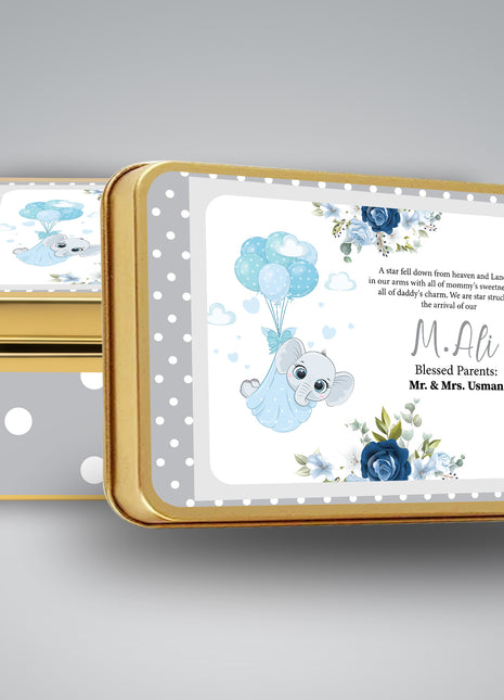 Premium Birth Announcement Tin Boxes – Custom Printed Baby Arrival Gifts & Methie Boxes in Pakistan