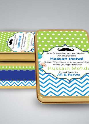 Premium Birth Announcement Tin Boxes – Custom Printed Baby Arrival Gifts & Methie Boxes in Pakistan