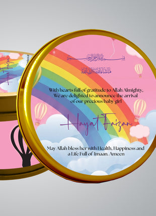 Premium Birth Announcement Tin Boxes – Custom Printed Baby Arrival Gifts & Methie Boxes in Pakistan