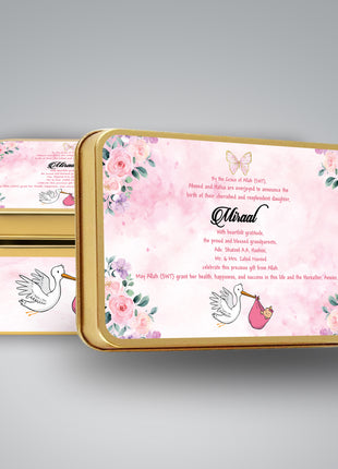 Premium Birth Announcement Tin Boxes – Custom Printed Baby Arrival Gifts & Methie Boxes in Pakistan