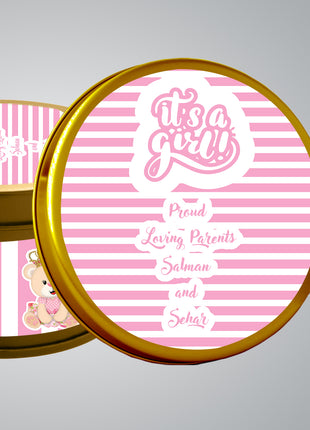 Premium Birth Announcement Tin Boxes – Custom Printed Baby Arrival Gifts & Methie Boxes in Pakistan