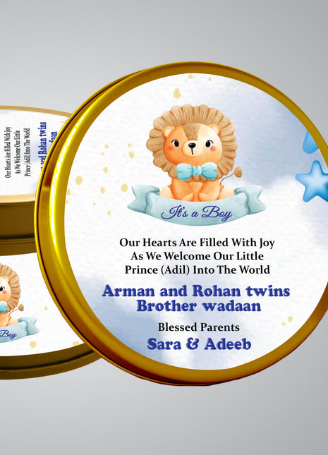 Premium Birth Announcement Tin Boxes – Custom Printed Baby Arrival Gifts & Methie Boxes in Pakistan
