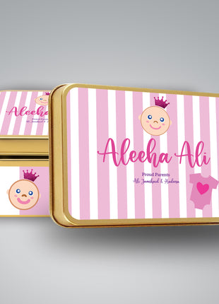 Premium Birth Announcement Tin Boxes – Custom Printed Baby Arrival Gifts & Methie Boxes in Pakistan