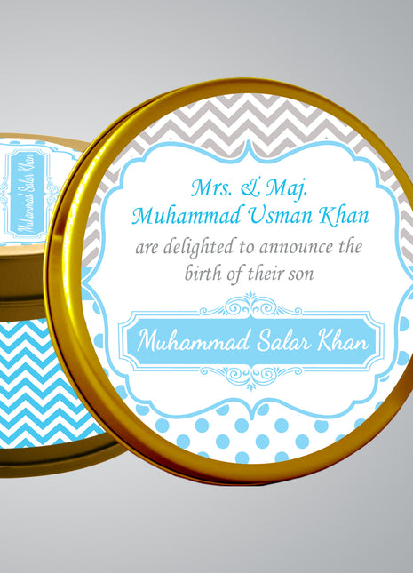 Premium Birth Announcement Tin Boxes – Custom Printed Baby Arrival Gifts & Methie Boxes in Pakistan