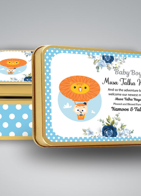Premium Birth Announcement Tin Boxes – Custom Printed Baby Arrival Gifts & Methie Boxes in Pakistan