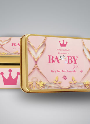 Premium Birth Announcement Tin Boxes – Custom Printed Baby Arrival Gifts & Methie Boxes in Pakistan