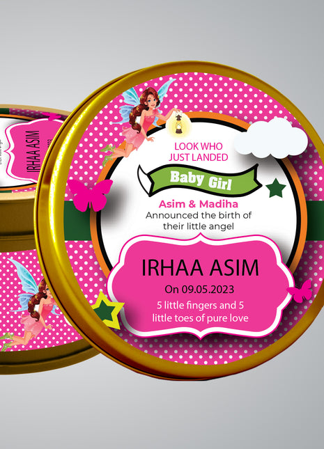Premium Birth Announcement Tin Boxes – Custom Printed Baby Arrival Gifts & Methie Boxes in Pakistan