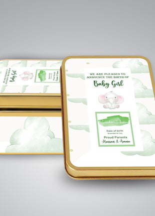 Premium Birth Announcement Tin Boxes – Custom Printed Baby Arrival Gifts & Methie Boxes in Pakistan