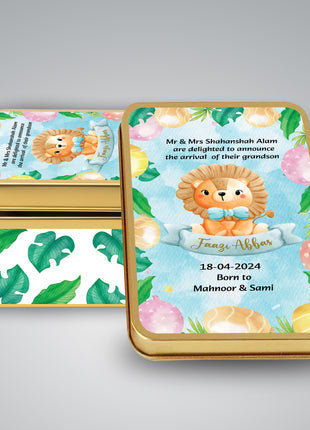 Premium Birth Announcement Tin Boxes – Custom Printed Baby Arrival Gifts & Methie Boxes in Pakistan