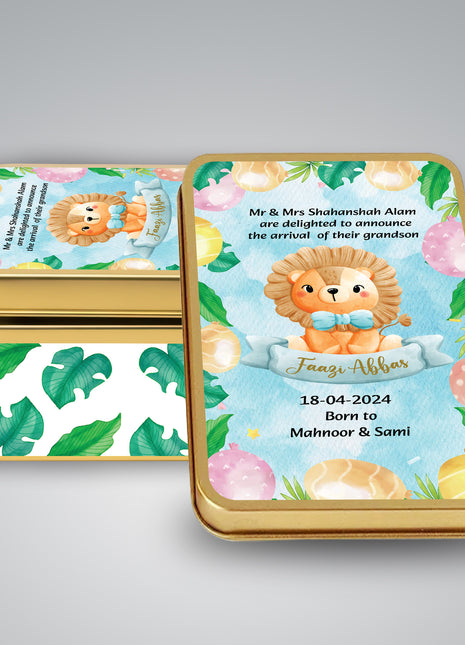 Premium Birth Announcement Tin Boxes – Custom Printed Baby Arrival Gifts & Methie Boxes in Pakistan