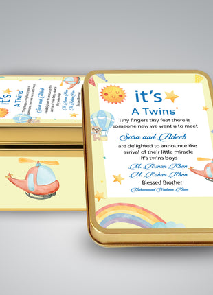 Premium Birth Announcement Tin Boxes – Custom Printed Baby Arrival Gifts & Methie Boxes in Pakistan