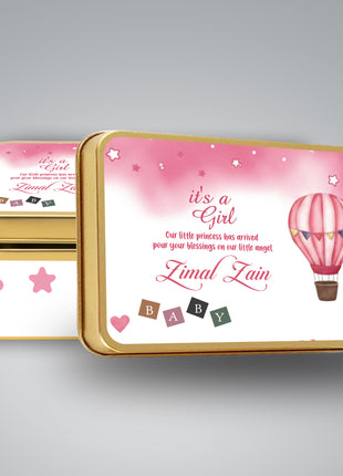 Premium Birth Announcement Tin Boxes – Custom Printed Baby Arrival Gifts & Methie Boxes in Pakistan