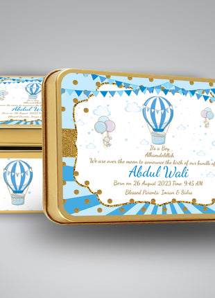 Premium Birth Announcement Tin Boxes – Custom Printed Baby Arrival Gifts & Methie Boxes in Pakistan