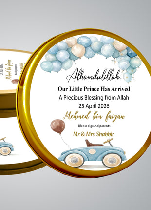 Premium Birth Announcement Tin Boxes – Custom Printed Baby Arrival Gifts & Methie Boxes in Pakistan