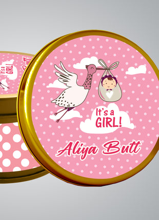 Premium Birth Announcement Tin Boxes – Custom Printed Baby Arrival Gifts & Methie Boxes in Pakistan